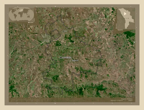 Singerei District Moldova High Resolution Satellite Map Locations Names Major — Stock Photo, Image