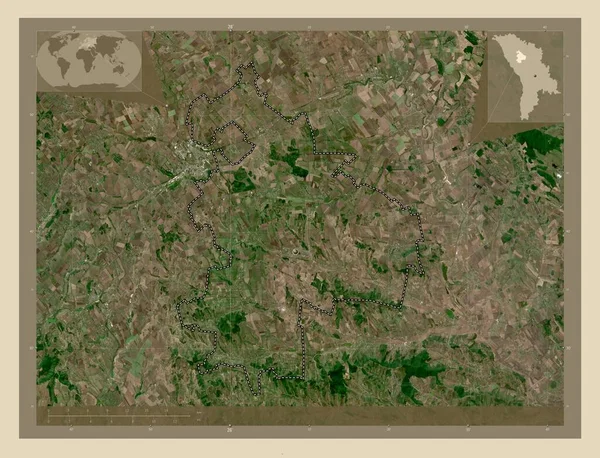 Сінґерей Район Молдови Супутникова Карта Високої Роздільної Здатності Кутові Допоміжні — стокове фото