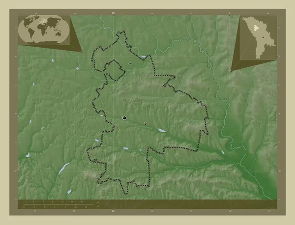 Singerei Район Молдовы Карта Высоты Окрашенная Вики Стиле Озерами Реками — стоковое фото