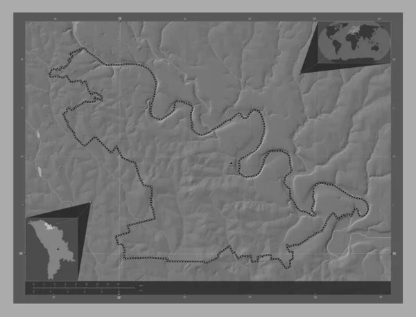 Soroca Distrito Moldávia Bilevel Mapa Elevação Com Lagos Rios Mapa — Fotografia de Stock