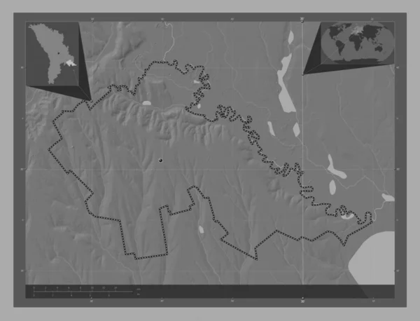 Stefan Voda Distrito Moldavia Mapa Elevación Bilevel Con Lagos Ríos — Foto de Stock