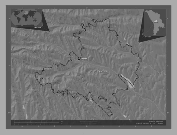 Straseni Περιφέρεια Μολδαβίας Bilevel Υψομετρικός Χάρτης Λίμνες Και Ποτάμια Τοποθεσίες — Φωτογραφία Αρχείου