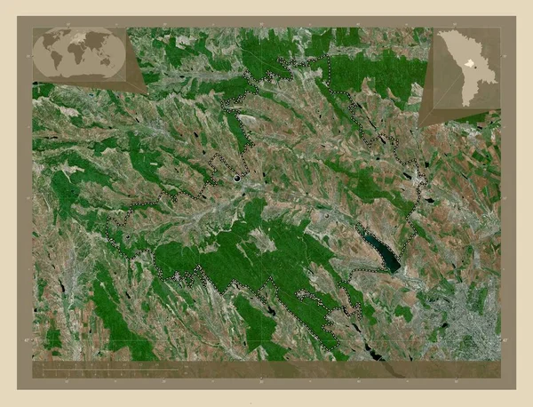 Straseni Distrito Moldavia Mapa Satelital Alta Resolución Ubicaciones Las Principales — Foto de Stock