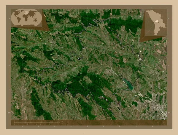Straseni Bezirk Moldawien Satellitenkarte Mit Niedriger Auflösung Standorte Der Wichtigsten — Stockfoto