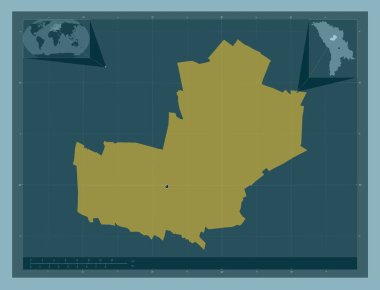 Telenesti, Moldova bölgesi. Katı renk şekli. Köşedeki yedek konum haritaları