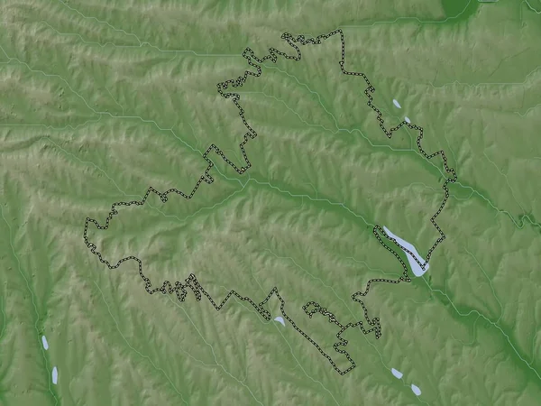 摩尔多瓦地区的Straseni 带有湖泊和河流的Wiki风格的高程图 — 图库照片