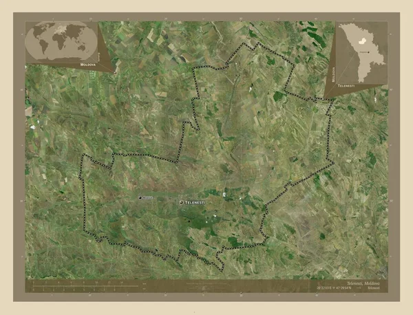 Telenesti Περιφέρεια Μολδαβίας Υψηλής Ανάλυσης Δορυφορικός Χάρτης Τοποθεσίες Και Ονόματα — Φωτογραφία Αρχείου