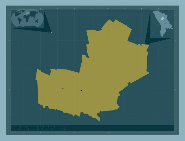 Telenesti 摩尔多瓦地区 固体的颜色形状 该区域主要城市的所在地点 角辅助位置图 — 图库照片