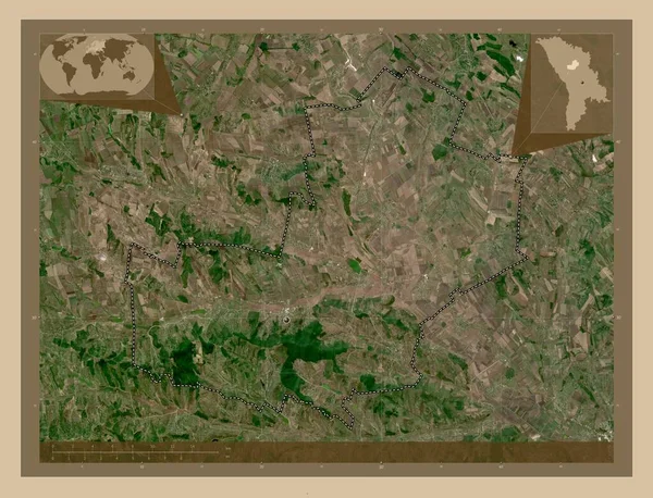 Telenesti District Moldavie Carte Satellite Basse Résolution Corner Cartes Localisation — Photo