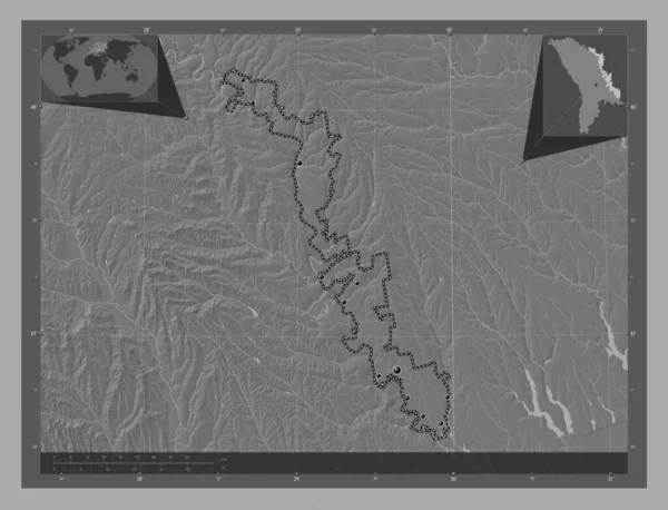 Naddniestrze Jednostka Terytorialna Mołdawii Dwupoziomowa Mapa Jeziorami Rzekami Lokalizacje Dużych — Zdjęcie stockowe
