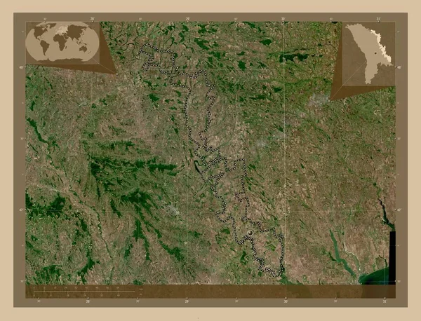 德涅斯特河左岸 摩尔多瓦的领土单位 低分辨率卫星地图 角辅助位置图 — 图库照片