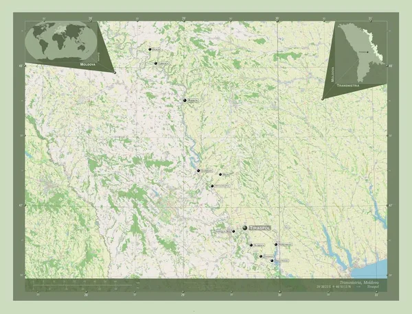 Naddniestrze Jednostka Terytorialna Mołdawii Otwórz Mapę Ulic Lokalizacje Nazwy Głównych — Zdjęcie stockowe