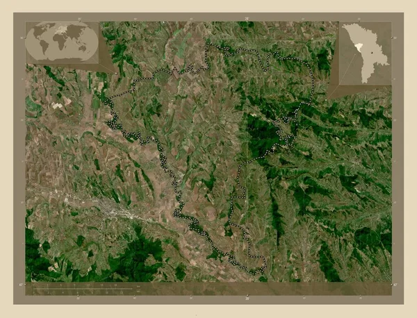 モルドバのウンゲニ県 高解像度衛星地図 コーナー補助位置図 — ストック写真