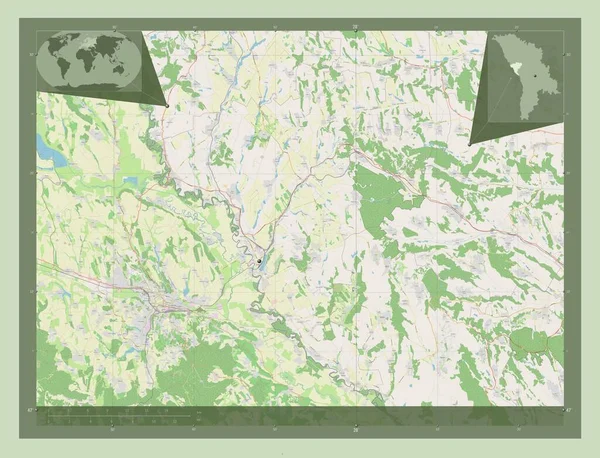 Ungheni District Moldova Open Street Map Corner Auxiliary Location Maps — Stock Photo, Image