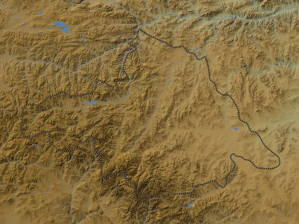 Arhangay Provinsen Mongoliet Färgad Höjdkarta Med Sjöar Och Floder — Stockfoto