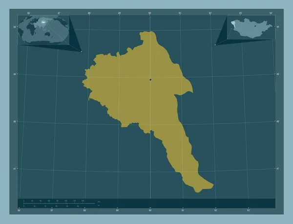 Bayan Olgiy Provincia Mongolia Forma Color Sólido Mapas Ubicación Auxiliares —  Fotos de Stock