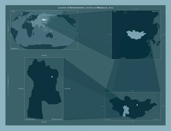 Баянхонгор Провинция Монголия Диаграмма Показывающая Расположение Региона Крупных Картах Состав — стоковое фото