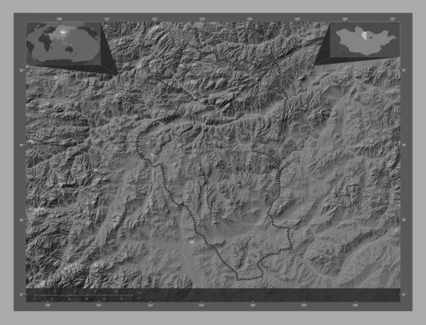 Бульган Провінція Монголія Білевелівська Карта Висот Озерами Річками Розташування Великих — стокове фото