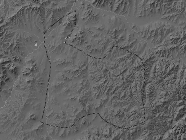 モンゴルの自治体であるダーハン ウール 湖や川とグレースケール標高マップ — ストック写真