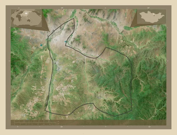 Дархан Муніципалітет Монголії Супутникова Карта Високої Роздільної Здатності Розташування Великих — стокове фото