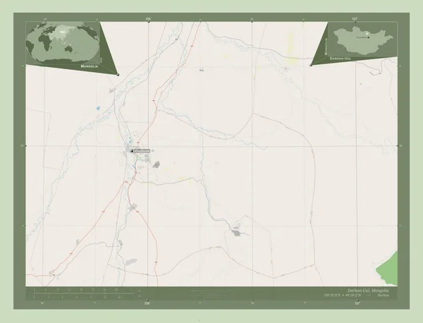 Дархан Муніципалітет Монголії Відкрита Карта Вулиць Місця Розташування Назви Великих — стокове фото