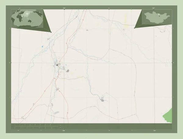 Darhan Uul Δήμος Μογγολίας Χάρτης Του Δρόμου Γωνιακοί Χάρτες Βοηθητικής — Φωτογραφία Αρχείου