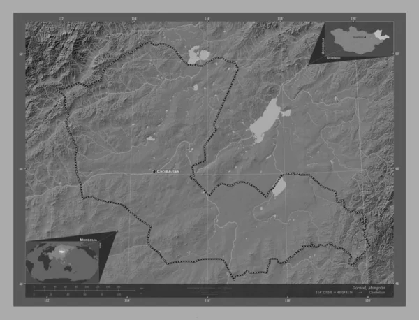 Дорнод Провінція Монголія Білевелівська Карта Висот Озерами Річками Місця Розташування — стокове фото