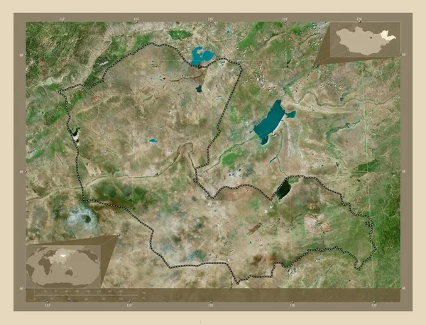Dornod Prowincja Mongolia Mapa Satelity Wysokiej Rozdzielczości Lokalizacje Dużych Miast — Zdjęcie stockowe