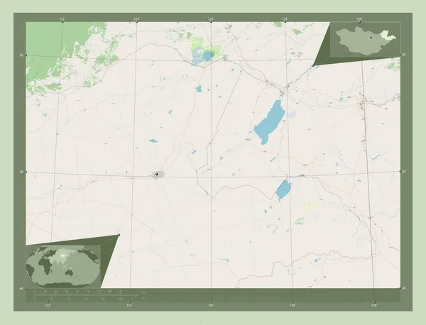 Dornod Prowincja Mongolia Otwórz Mapę Ulic Lokalizacje Dużych Miast Regionu — Zdjęcie stockowe