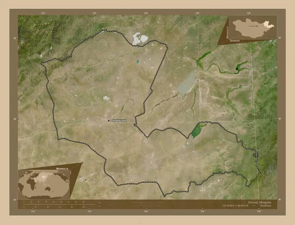 Dornod Provincia Della Mongolia Mappa Satellitare Bassa Risoluzione Località Nomi — Foto Stock