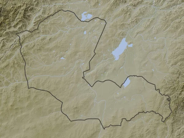 蒙古省Dornod 带有湖泊和河流的Wiki风格的高程图 — 图库照片