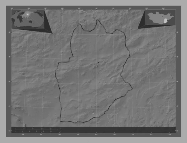 Dornogovi Επαρχία Της Μογγολίας Bilevel Υψομετρικός Χάρτης Λίμνες Και Ποτάμια — Φωτογραφία Αρχείου