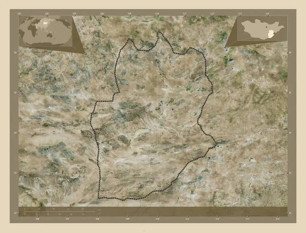 Dornogovi Prowincja Mongolia Mapa Satelity Wysokiej Rozdzielczości Lokalizacje Dużych Miast — Zdjęcie stockowe