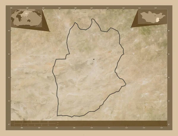 Дорногові Монголія Супутникова Карта Низькою Роздільною Здатністю Кутові Допоміжні Карти — стокове фото
