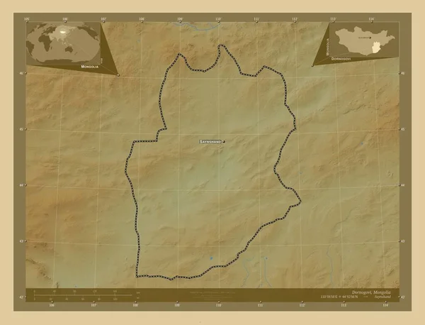 Дорногові Монголія Кольорові Карти Висот Озерами Річками Місця Розташування Назви — стокове фото