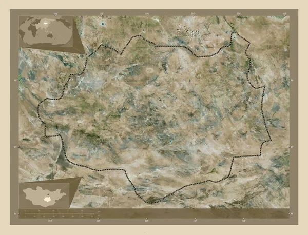 Dundgovi Província Mongólia Mapa Satélite Alta Resolução Mapa Localização Auxiliar — Fotografia de Stock