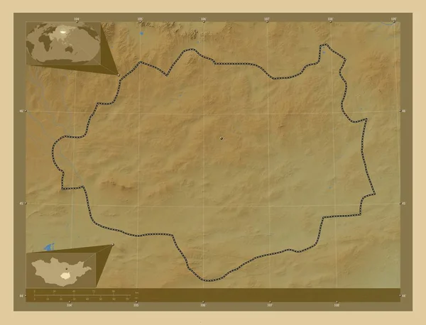 Dundgovi Mongoliet Färgade Höjd Karta Med Sjöar Och Floder Hjälpkartor — Stockfoto