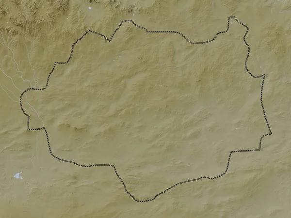 蒙古Dundgovi省 带有湖泊和河流的Wiki风格的高程图 — 图库照片