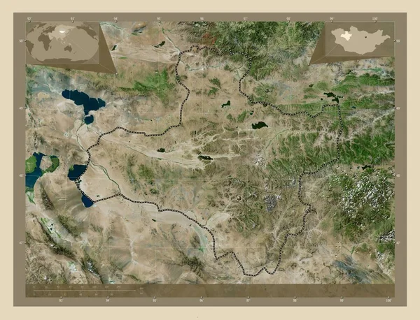 Dzavhan Província Mongólia Mapa Satélite Alta Resolução Mapa Localização Auxiliar — Fotografia de Stock