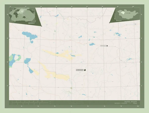 Дзавхан Провинция Монголия Карта Улиц Места Названия Крупных Городов Области — стоковое фото