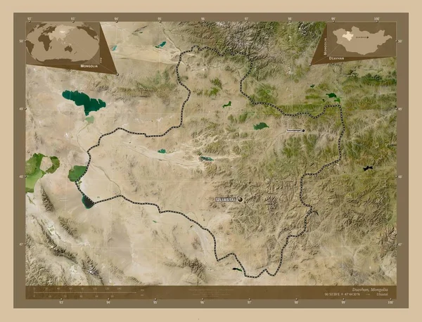 Dzavhan Moğolistan Vilayeti Düşük Çözünürlüklü Uydu Bölgenin Büyük Şehirlerinin Yerleri — Stok fotoğraf