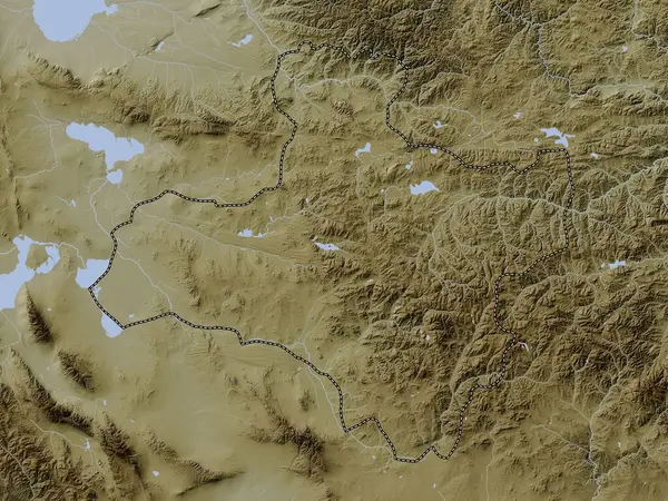 Dzavhan Province Mongolia Elevation Map Colored Wiki Style Lakes Rivers — Stock Photo, Image