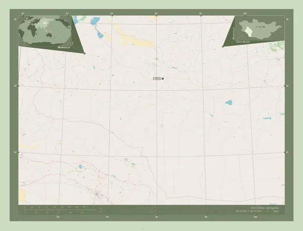 Govi Altay Prowincja Mongolia Otwórz Mapę Ulic Lokalizacje Nazwy Głównych — Zdjęcie stockowe