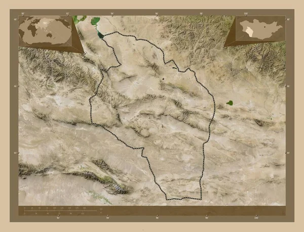 蒙古Govi Altay 低分辨率卫星地图 角辅助位置图 — 图库照片