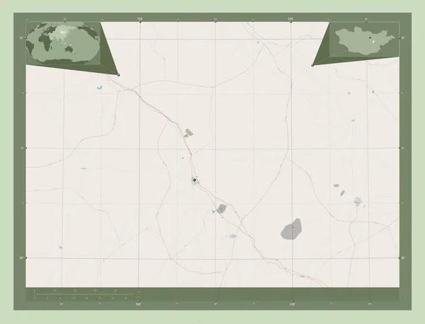 Говисумбер Муниципалитет Монголии Карта Улиц Вспомогательные Карты Расположения Углов — стоковое фото