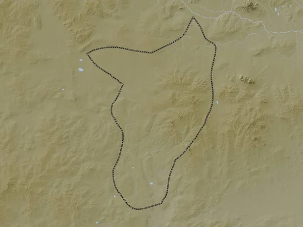 Говисумбер Муниципалитет Монголии Карта Высот Окрашенная Вики Стиле Озерами Реками — стоковое фото