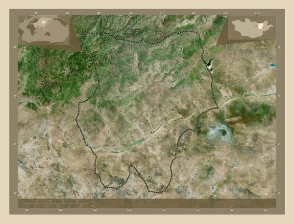 Hentiy Província Mongólia Mapa Satélite Alta Resolução Mapa Localização Auxiliar — Fotografia de Stock