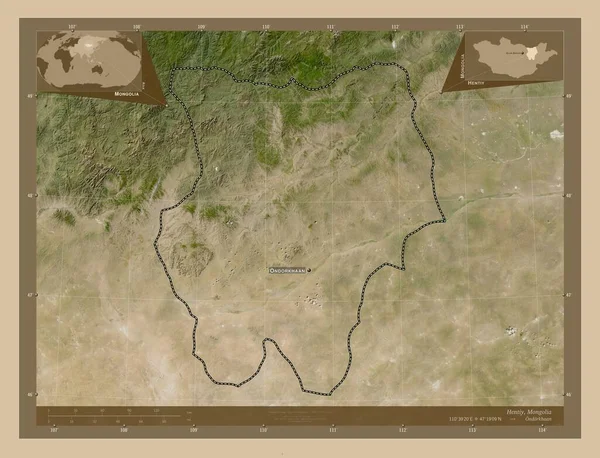 Гентія Провінція Монголія Супутникова Карта Низькою Роздільною Здатністю Місця Розташування — стокове фото