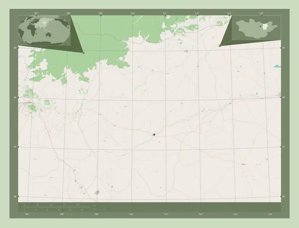 Hentiy Prowincja Mongolia Otwórz Mapę Ulic Pomocnicze Mapy Położenia Narożnika — Zdjęcie stockowe