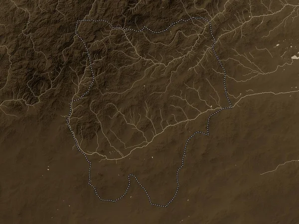 Гентий Провинция Монголия Карта Высот Окрашенная Сепиевые Тона Озерами Реками — стоковое фото